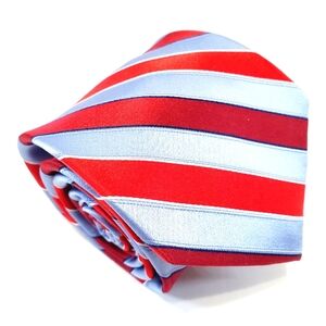 Clubroom Necktie Red Stripe Pattern Men's Silk Neck Tie Jacquard Fabric